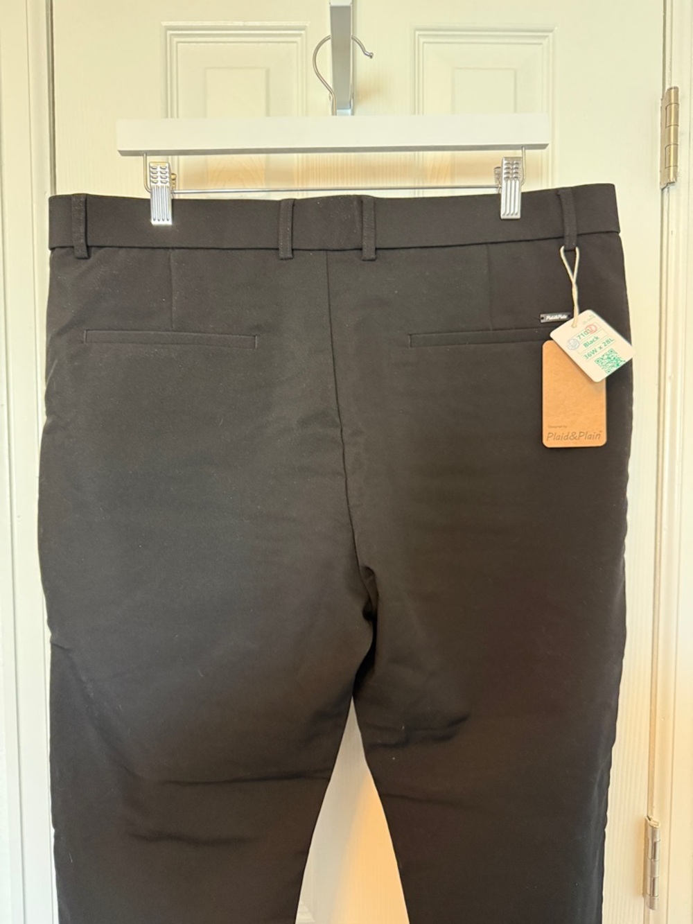 Plaid&Plain Men’s Black Skinny Fit Dress Pants 36x28 Stretch NWT